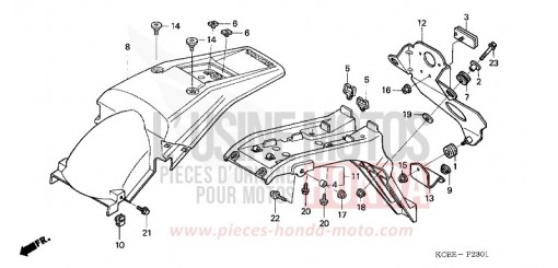 GARDE-BOUE ARRIERE (ED) XR250R4 de 2004